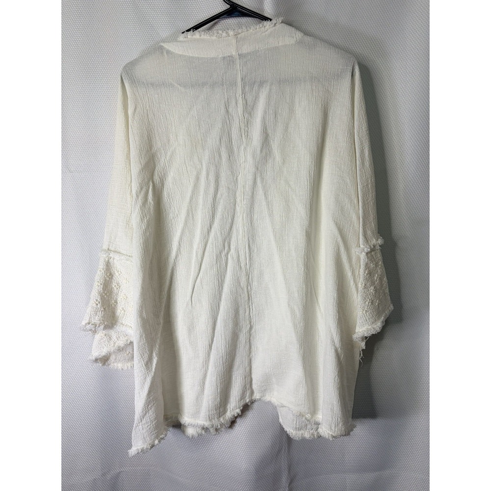 Zara White Women's Kimono Duster Cover-Up M/L Boho Chic Resort Wear Vacation